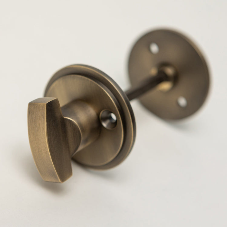 Ringed Door Knobs - Ebonised & Antique Brass (Pair) | Thumbturns & Latches