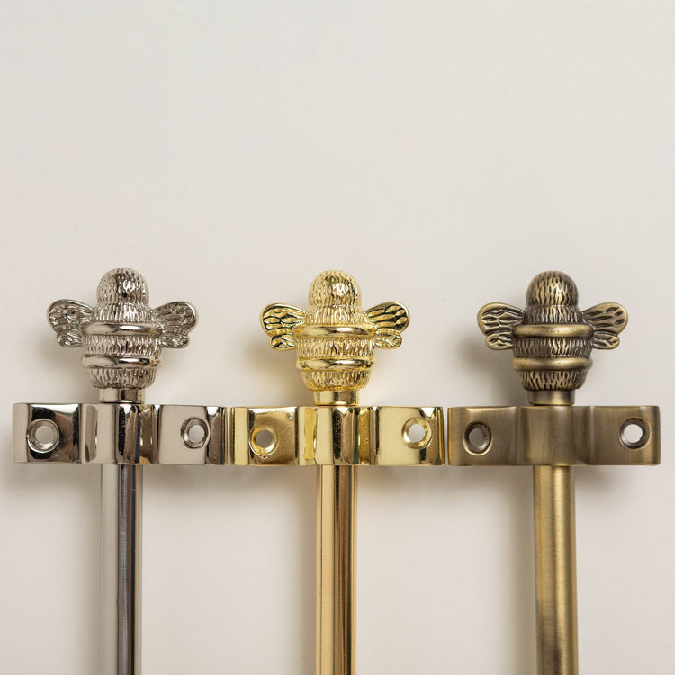 Nickel Stair Rods with Brass Bee Finials (Preorder 3-4 weeks)