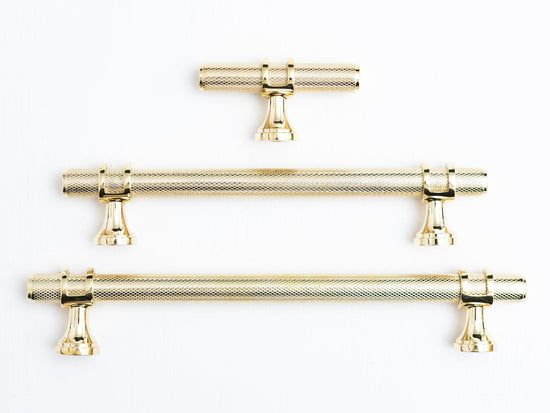 Solid Brass Knurled Kitchen Pull Handles & Knobs - Brass bee