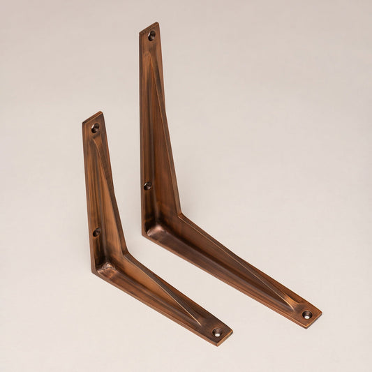 Oiled Bronze Shelf Brackets - Heavy Duty Solid Brass - Brass bee