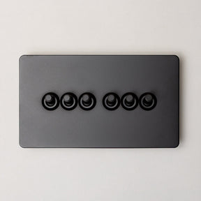 Foundry Series Knurled Toggle Switch and Sockets – Matte Black - Brass bee
