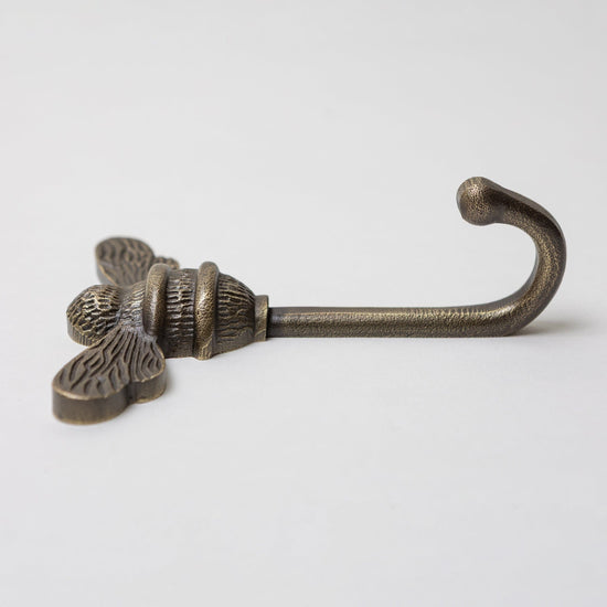 Brass bee Coat Hook - Heritage Finish - Iron - Brass bee