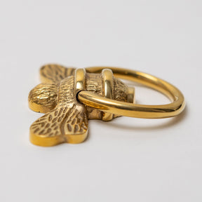 Brass Bee Ring Pull Cabinet Handle - Brass Finish - Brass bee