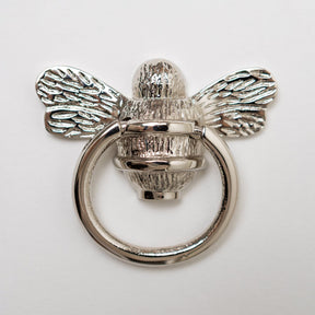 Brass Bee Ring Pull Cabinet Handle - Nickel Finish - Brass bee