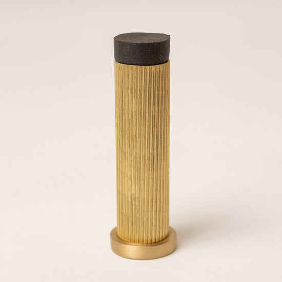 Straight Knurled Door Stop - Satin Brass - Solid Brass - Brass bee