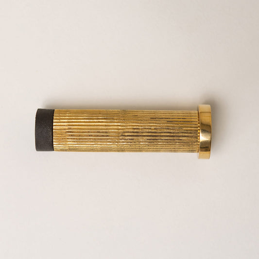 Straight Knurled Door Stop - Polished Brass - Solid Brass