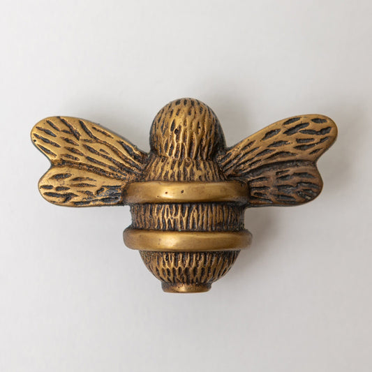 Brass Bee Drawer Cabinet Knob - Heritage Finish