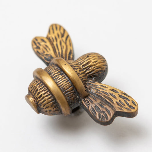 Brass Bee Drawer Cabinet Knob - Heritage Finish