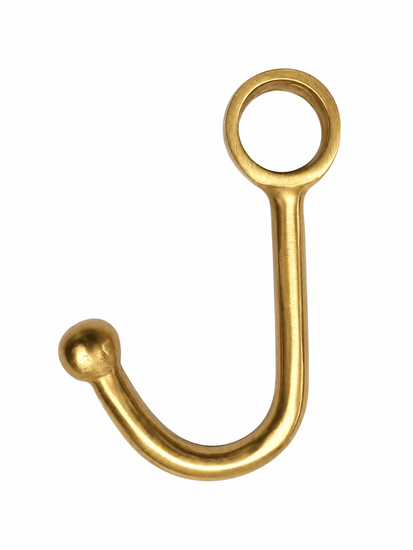 Satin Brass Hook Rail with 3 Brass hooks - Solid Brass - Brass bee