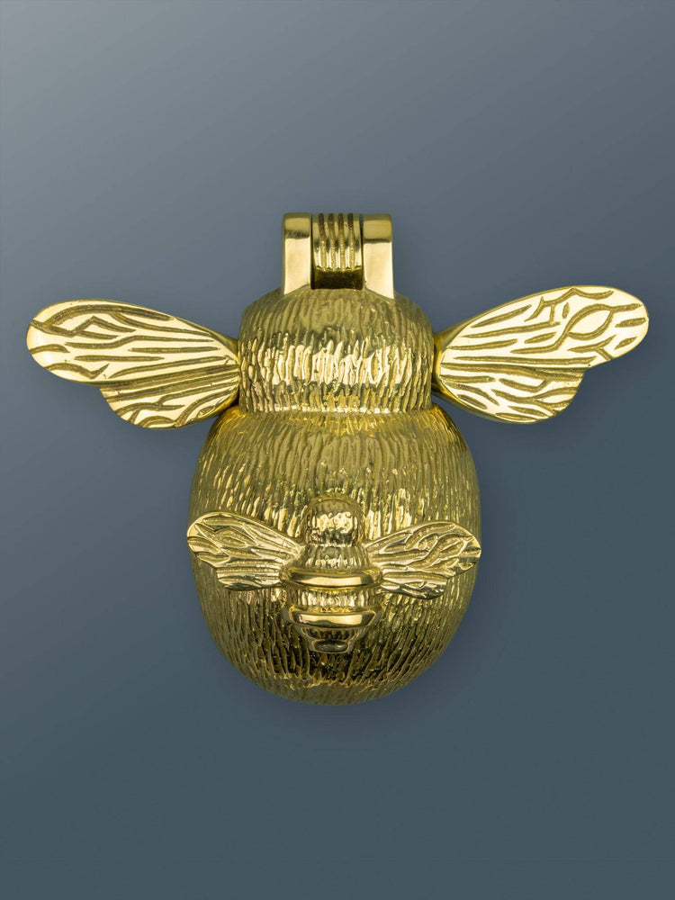Brass Bee and Mini Bee Door Knocker - Brass Finish - Brass bee