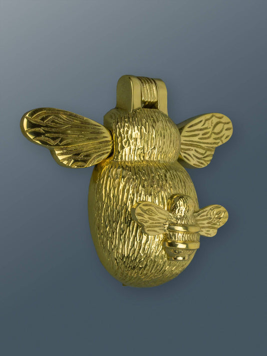 Brass Bee and Mini Bee Door Knocker - Brass Finish - Brass bee