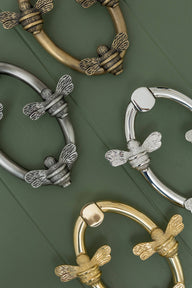 Solid Brass Nectar Bee Door Knockers - Premium Size - Brass bee