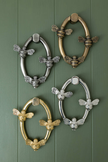 Solid Brass Nectar Bee Door Knockers - Premium Size - Brass bee