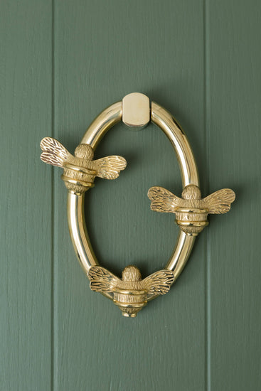 Solid Brass Nectar Bee Door Knockers - Premium Size - Brass bee
