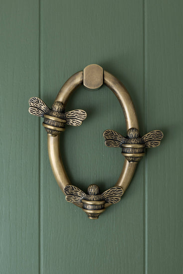Solid Brass Nectar Bee Door Knockers - Premium Size - Brass bee