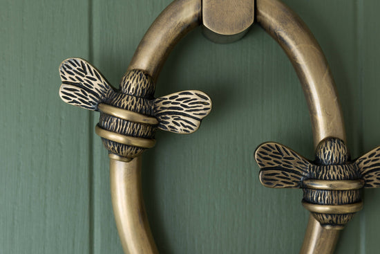 Solid Brass Nectar Bee Door Knockers - Premium Size - Brass bee