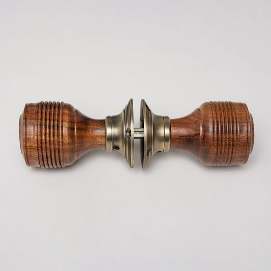 Georgian Door Knobs - Rosewood & Antique Brass (Pair) | Thumbturns & Latches