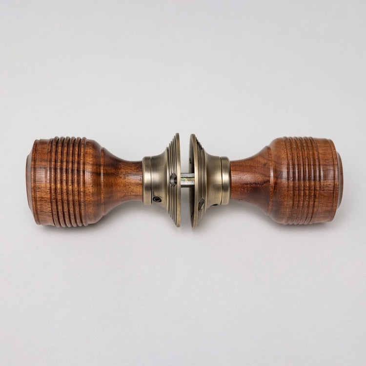 Georgian Door Knobs - Rosewood & Antique Brass (Pair) | Thumbturns & Latches