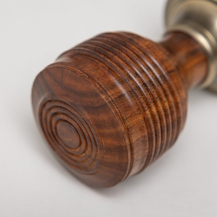 Georgian Door Knobs - Rosewood & Antique Brass (Pair) | Thumbturns & Latches