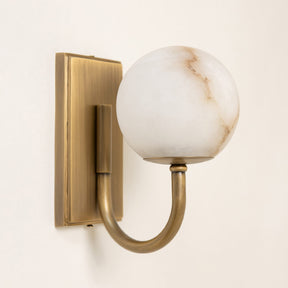 Alabaster Globe Wall Light – Solid Brass Wall Sconce - Brass bee