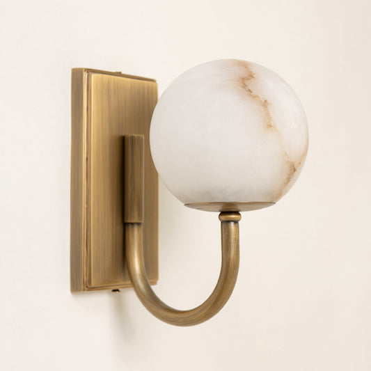 Alabaster Globe Wall Light – Solid Brass Wall Sconce
