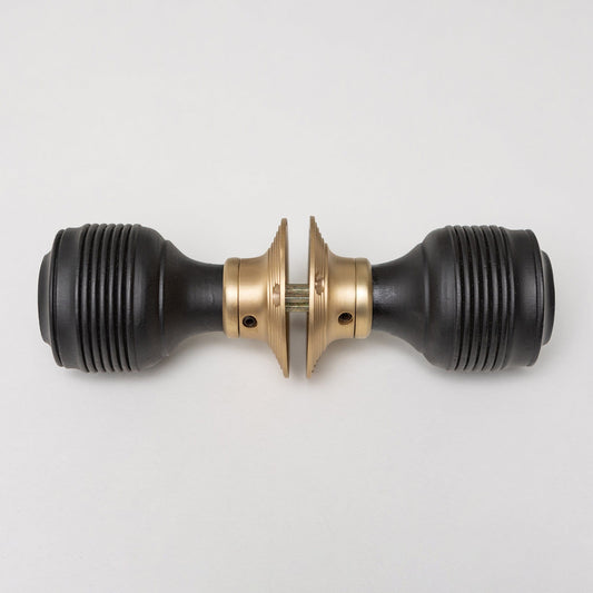 Georgian Door Knobs - Ebonised & Satin Brass (Pair) | Thumbturns & Latches