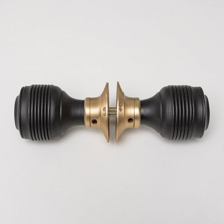 Georgian Door Knobs - Ebonised & Satin Brass (Pair) | Thumbturns & Latches