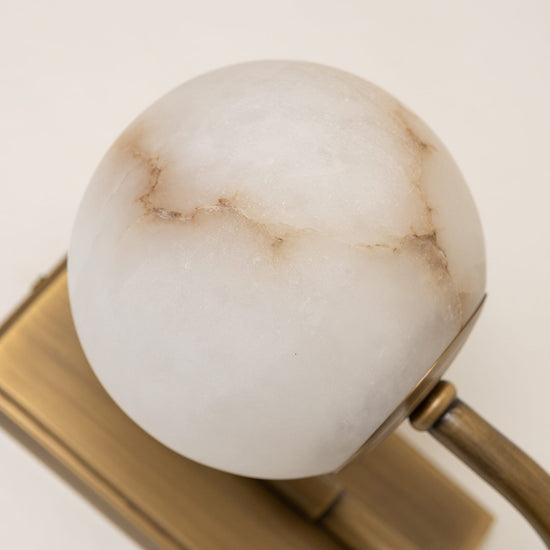 Alabaster Globe Wall Light – Solid Brass Wall Sconce - Brass bee