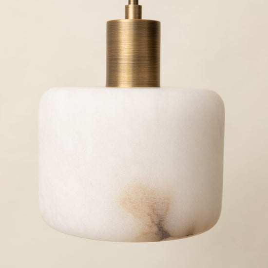 Alabaster Pendant Light – Solid Brass Hanging Light - Brass bee