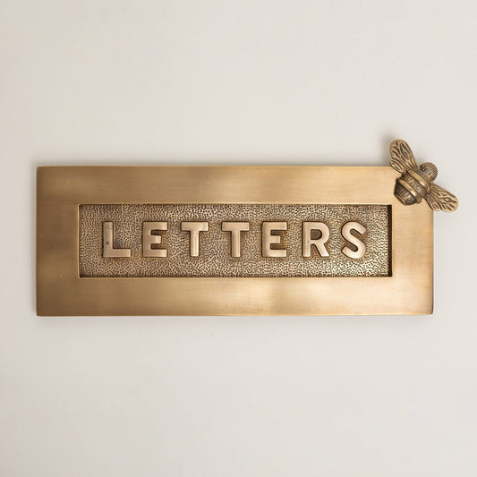 Brass bee Letterplate - Antique Brass