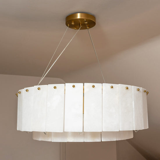 Alabaster Ring Chandelier – Solid Brass Luxury Ceiling Light - Brass bee