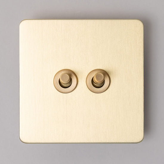 Foundry Series Knurled Toggle Switches and Sockets – Satin Brass - Brass bee