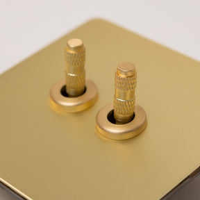 Foundry Series Knurled Toggle Switches and Sockets – Satin Brass - Brass bee