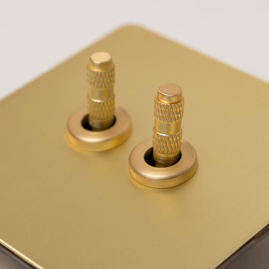 Foundry Series Knurled Toggle Switches and Sockets – Satin Brass - Brass bee