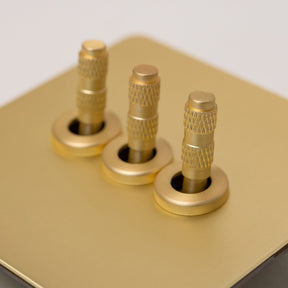 Foundry Series Knurled Toggle Switches and Sockets – Satin Brass - Brass bee
