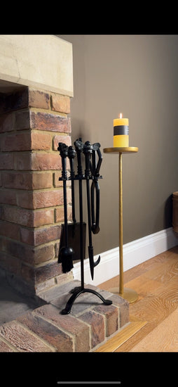 Tall Hammered Gold Candle Holder 675mm - Brass bee
