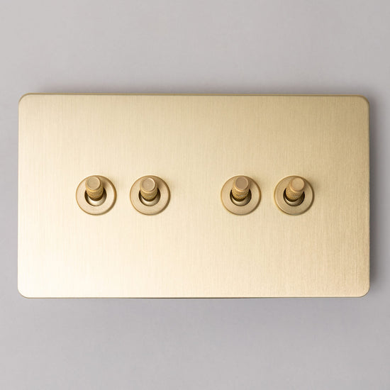 Foundry Series Knurled Toggle Switches and Sockets – Satin Brass - Brass bee