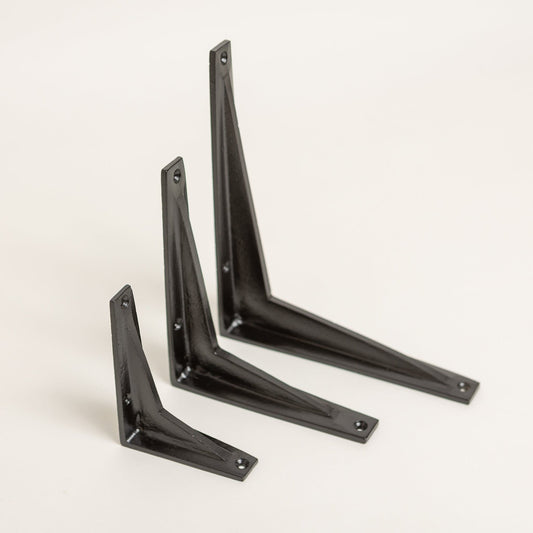 Black Shelf Brackets - Heavy Duty Solid Iron