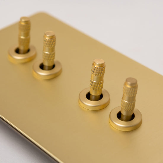 Foundry Series Knurled Toggle Switches and Sockets – Satin Brass - Brass bee