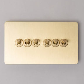 Foundry Series Knurled Toggle Switches and Sockets – Satin Brass - Brass bee