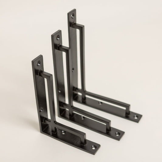 Black Art Deco Solid Iron Shelf Brackets