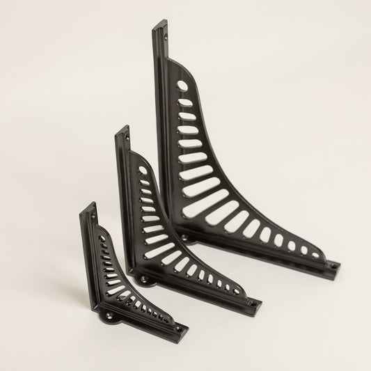 Black Sunrise Shelf Brackets - Heavy Duty Solid Iron