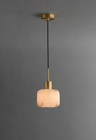 Alabaster Pendant Light – Solid Brass Hanging Light - Brass bee