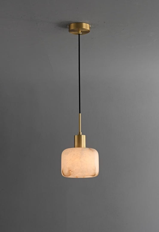 Alabaster Pendant Light – Solid Brass Hanging Light - Brass bee