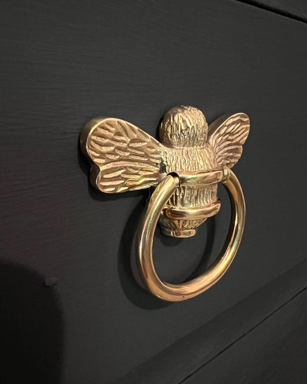 Brass Bee Ring Pull Cabinet Handle - Brass Finish - Brass bee