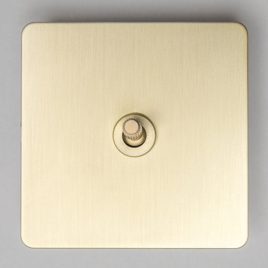 Straight Knurled 1 Gang Intermediate Toggle Switch – Satin Brass