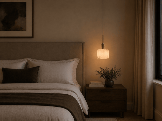 Alabaster Pendant Light – Solid Brass Hanging Light - Brass bee