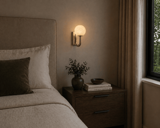 Alabaster Globe Wall Light – Solid Brass Wall Sconce - Brass bee