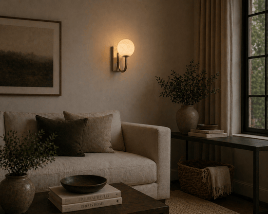 Alabaster Globe Wall Light – Solid Brass Wall Sconce - Brass bee