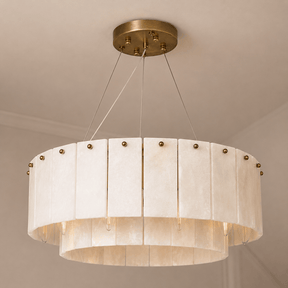 Alabaster Ring Chandelier – Solid Brass Luxury Ceiling Light - Antique Brass - Brass bee